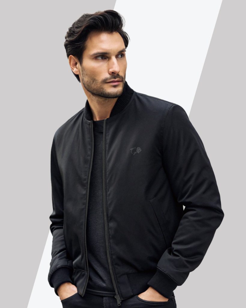 Black Zip Bomber Jacket