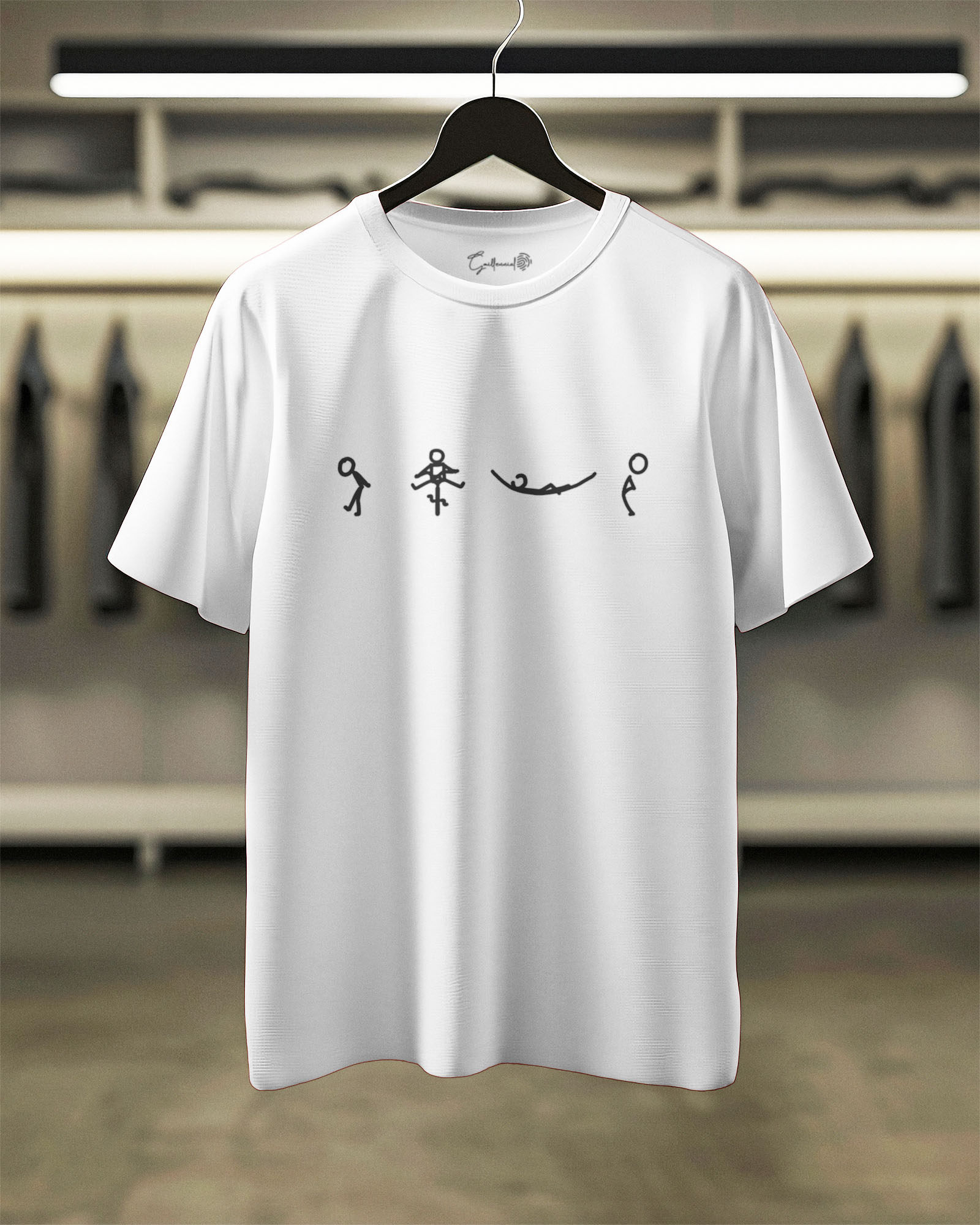 Daily Life Flow – Stick Figure White Tee