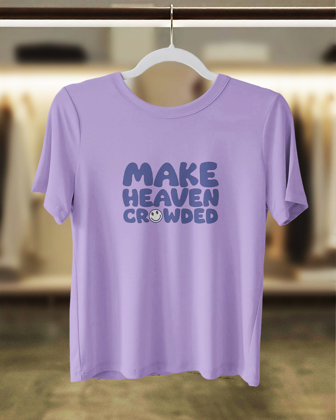 Make Heaven Crowded Smiley Face T-Shirt – Light Purple (Women’s)