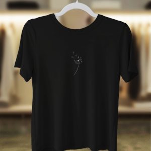 Dandelion Wish Minimalist Graphic T-Shirt – Black (Women’s)