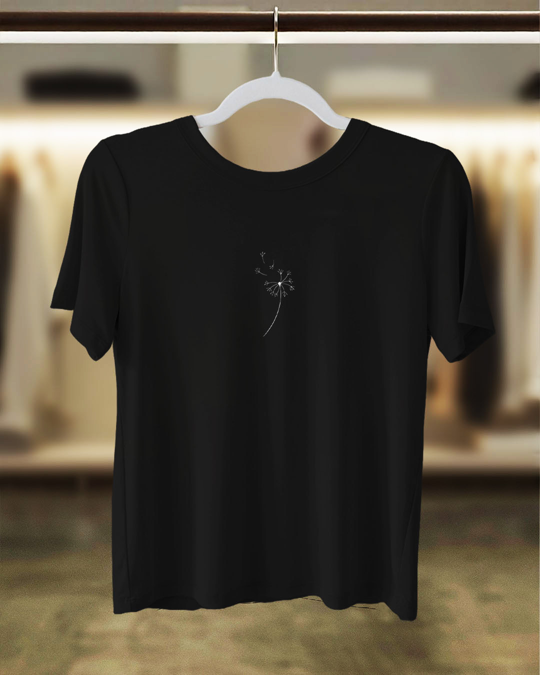 Dandelion Wish Minimalist Graphic T-Shirt – Black (Women’s)